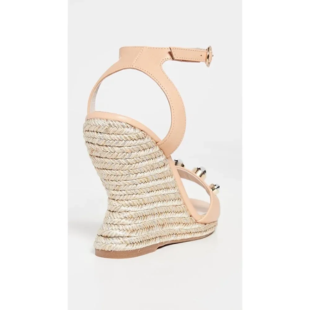 Sophia Webster Womens Dina Stud Mid Espadrilles - Praline/Silver Size 41